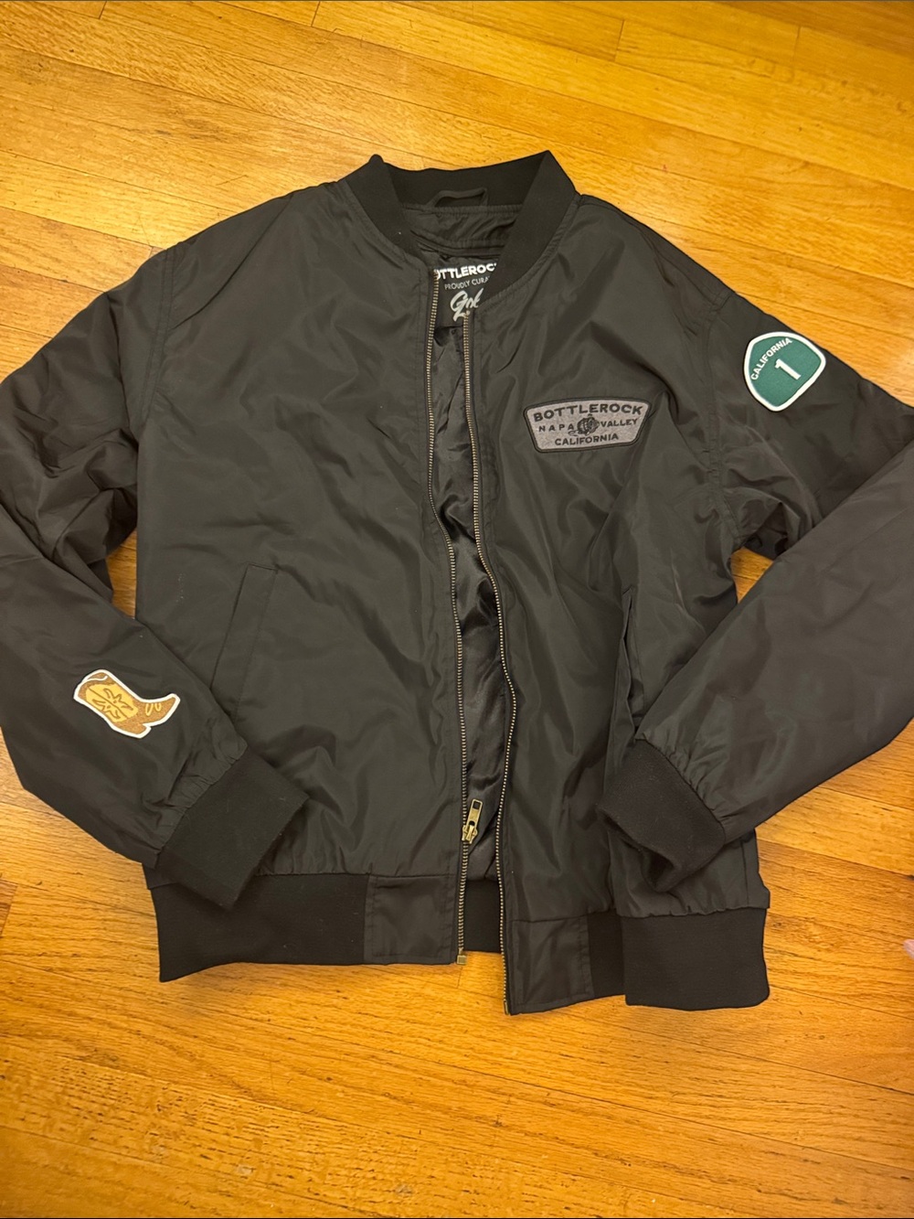 BottleRock Napa Valley Golden Goods festival bomber jacket with Patches Small